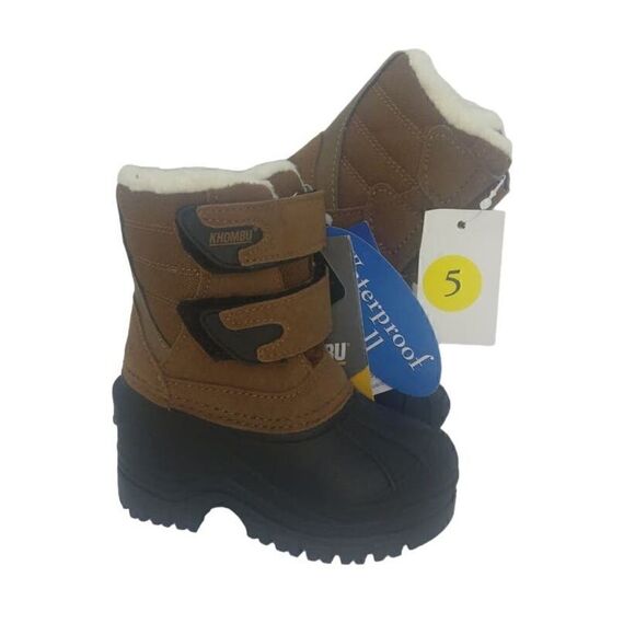 Khombu Thermolite Toddler Boys NEW Waterproof Brown & Black Boots - sz. 5T - Picture 1 of 6
